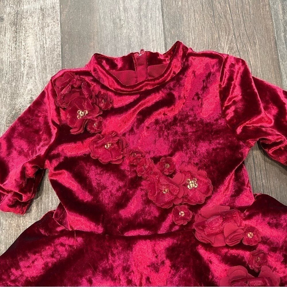 Disney Store Belle Red Velvet Holiday Special Dress Costume Beauty & Beast Sz 3 - Picture 3 of 10